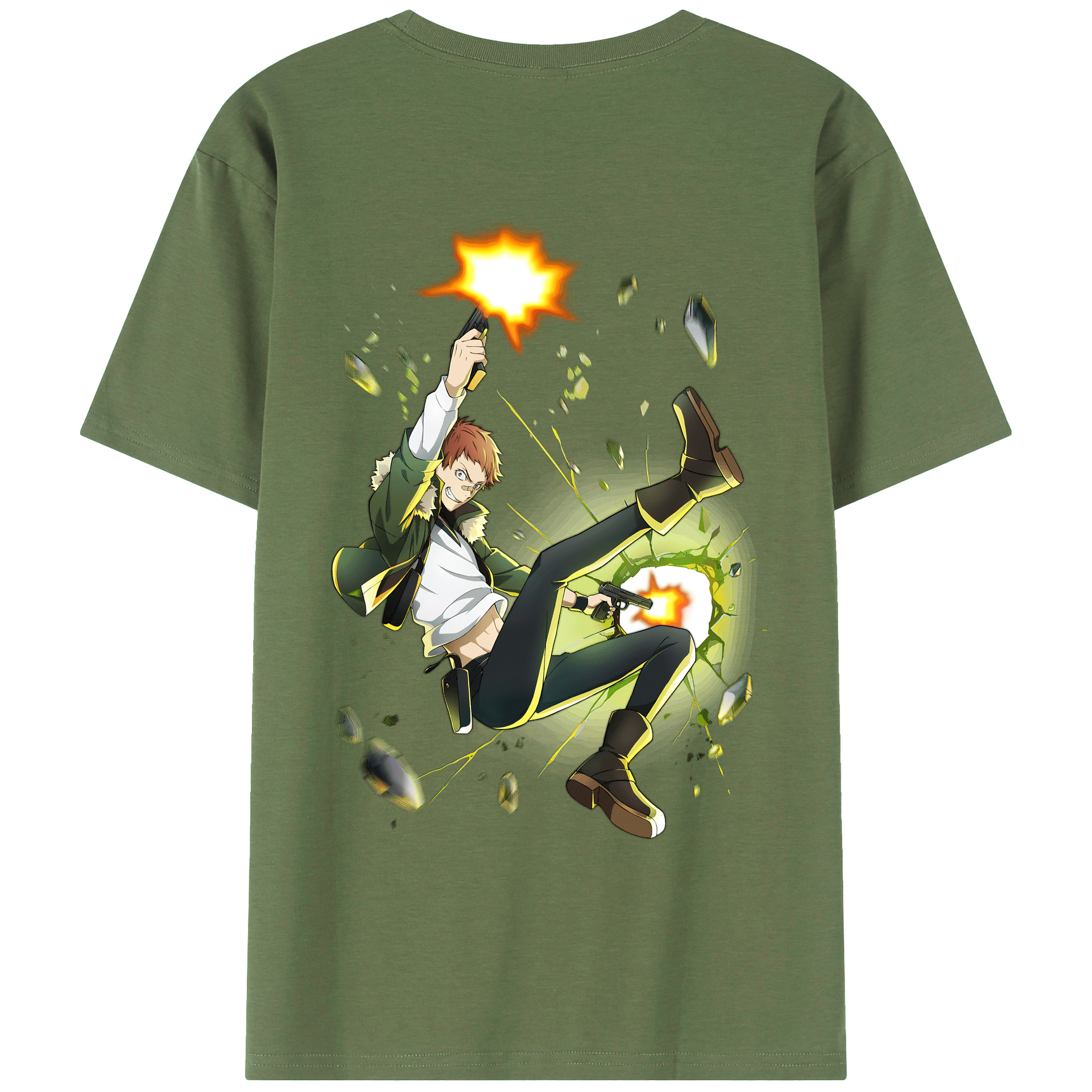 （画像用） 文豪ストレイドッグス Bungo Stray Dogs 綿100％ メンズ半袖Tシャツ（バックプリント） 通気性